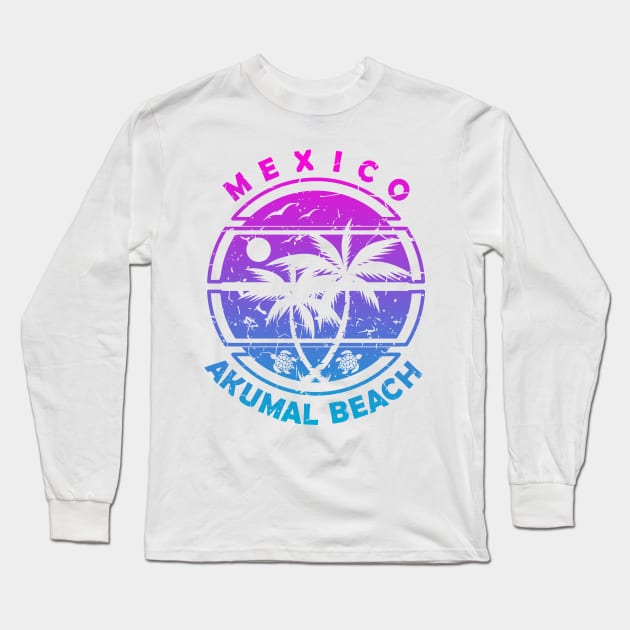 Mexico Akumal Beach (Riviera Maya) – Summer Palm Trees Long Sleeve T-Shirt by Jahmar Anderson